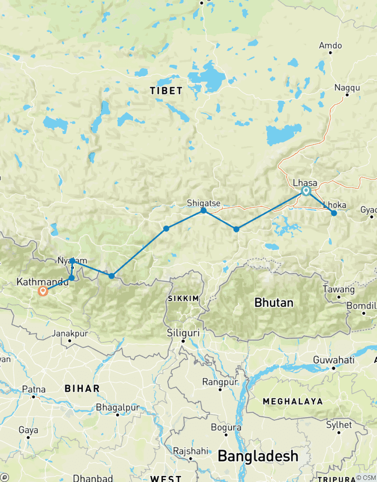 Circuito Excursión de Lhasa a Katmandú vía campamento base del Everest