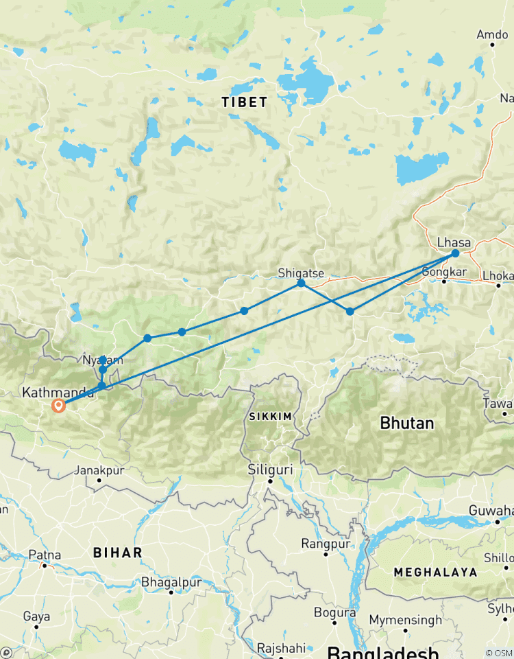 Circuito De Katmandú a Lhasa vía campamento base del Everest