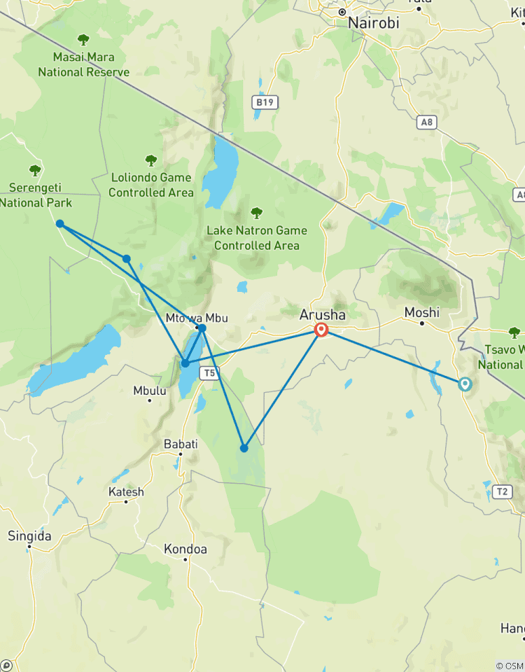 Circuito Desde Arusha, en Tanzania: únete a nuestro mejor safari de 8 días a Tarangire, el Serengeti, el cráter del Ngorongoro y el lago Manyara
