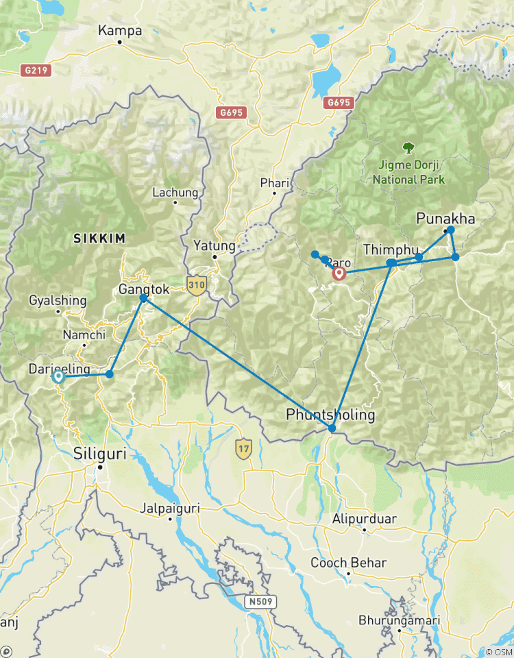Circuit dans le nord- est de l\'Inde avec le Bhoutan circuit