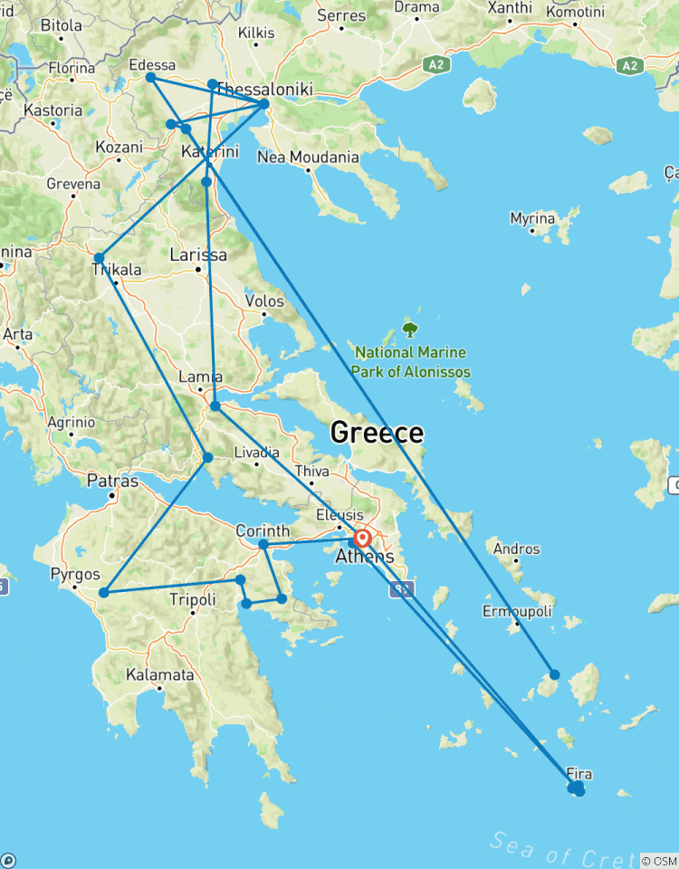 Grand tour de Grèce : Péloponnèse et Grèce du Nord et Santorin circuit