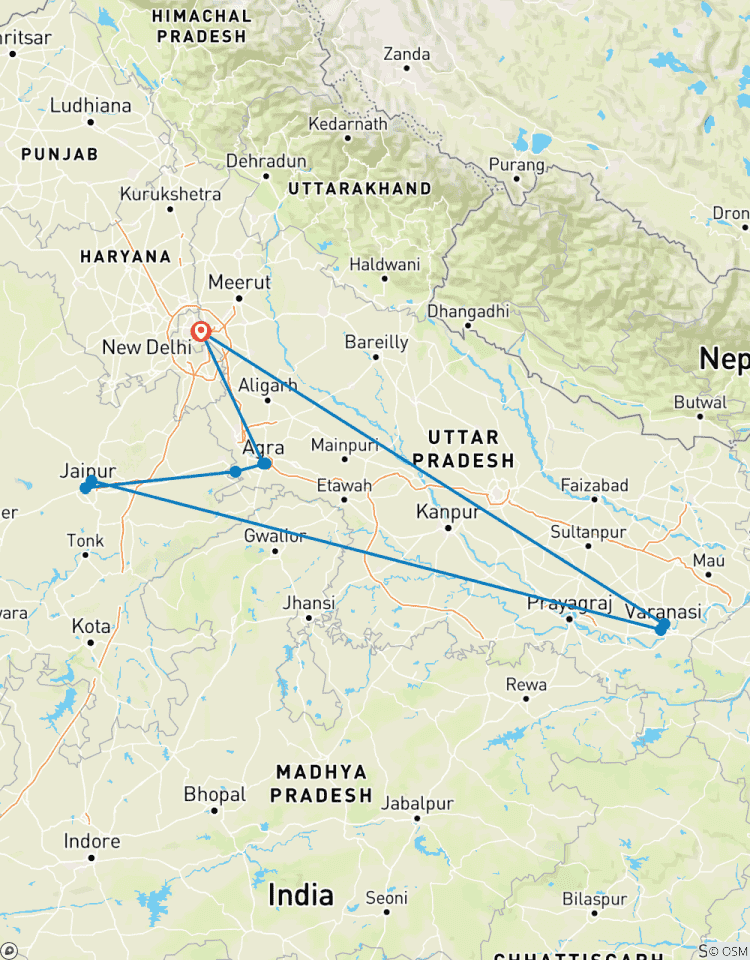 Circuit de 6 jours dans le Triangle d\'Or avec Varanasi circuit