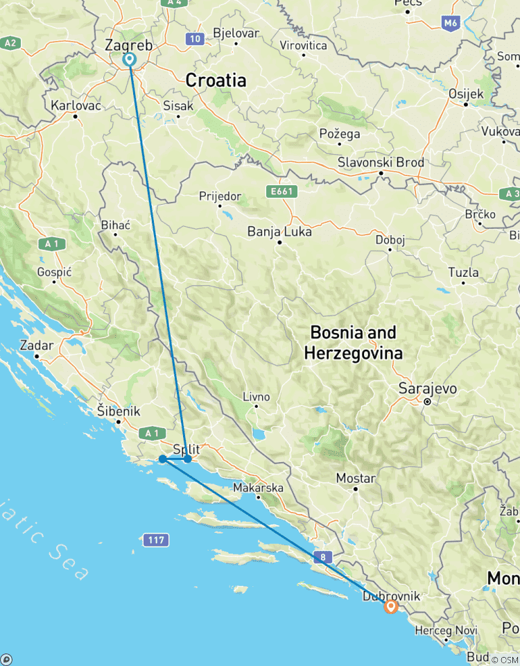 8 jours en Croatie en train. circuit