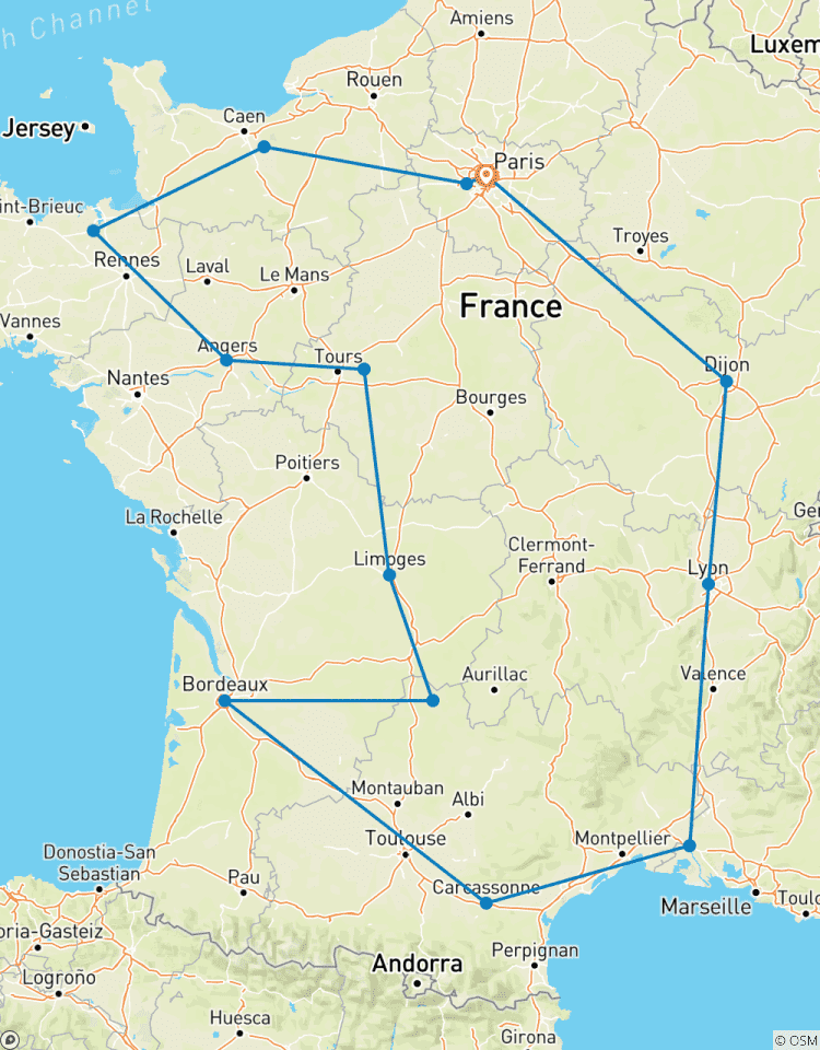 15 jours à Paris, Caen, Rocamadour et Burdeaux. circuit