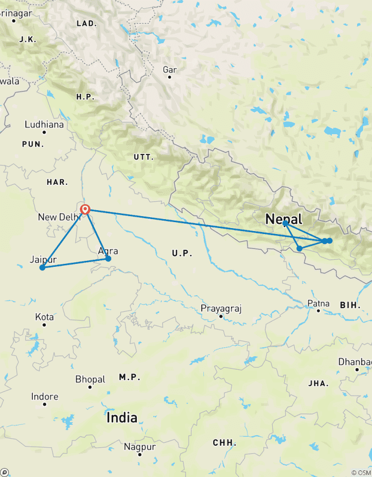 Circuito Lo más vendido - Triángulo de Oro de India y Nepal con trekking, vuelo incluido