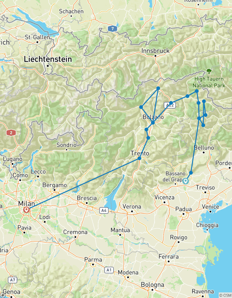 Un circuit panoramique accompagné dans les Alpes et les Dolomites circuit