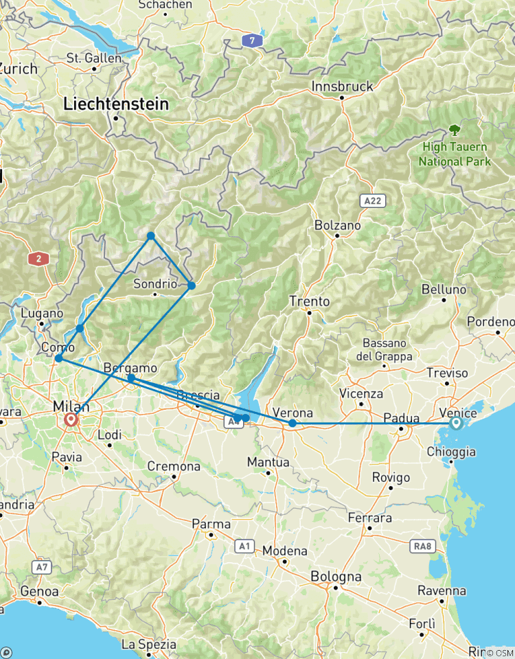 Les lacs du nord de l\'Italie, Venise et Milan avec le Bernina Express - 8 jours / 7 nuits circuit