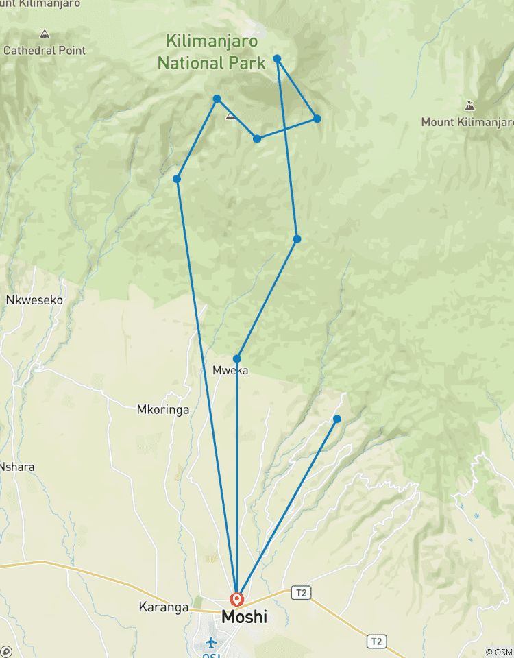 Circuito Circuito de un día al Kilimanjaro por la Ruta Umbwe y Materuni