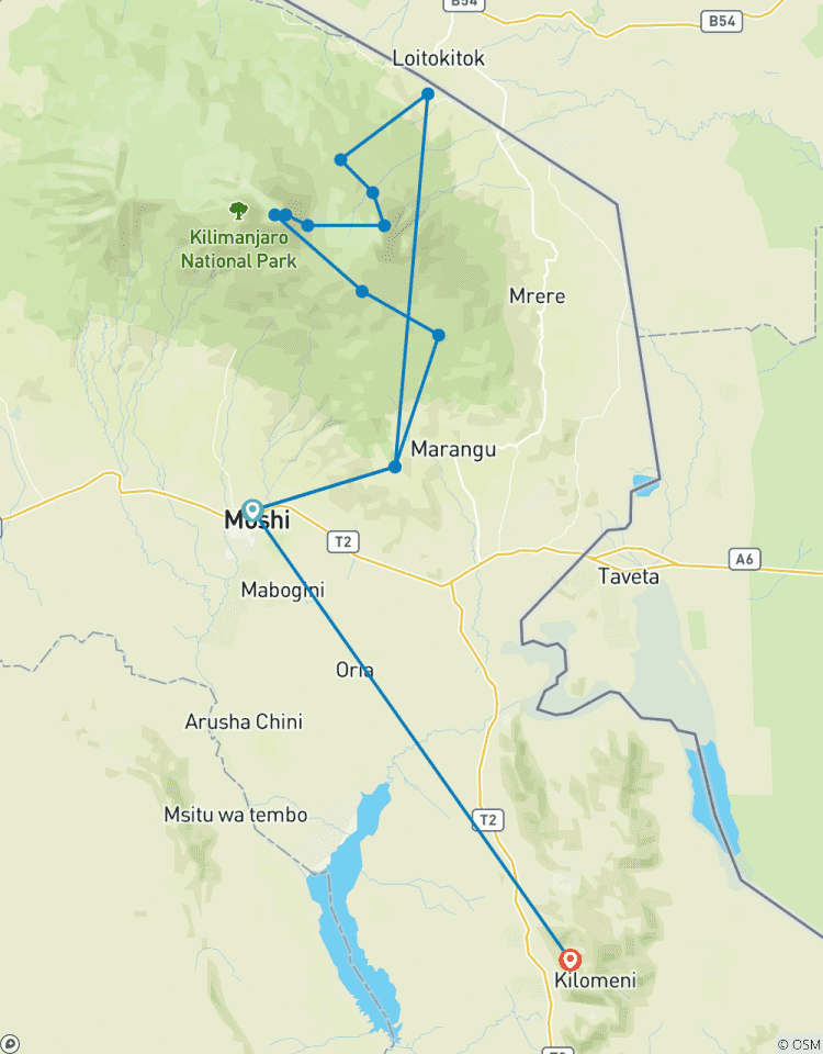 Circuito Ascensión al Monte Kilimanjaro por la Ruta Rongai 9 Días Tanzania (todo el alojamiento y el transporte están incluidos)