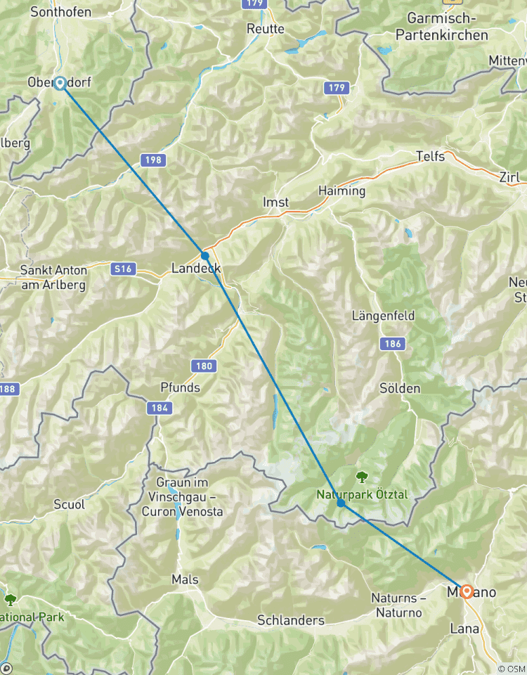 Individual crossing of the Alps on the E5 from Oberstdorf to Merano Tour
