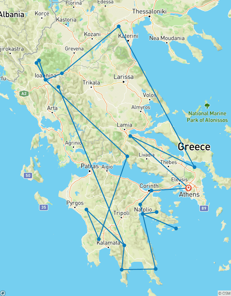 Circuit privé Epitome de 10 jours : Péloponnèse, île d\'Hydra, Météores et meilleurs villages grecs circuit