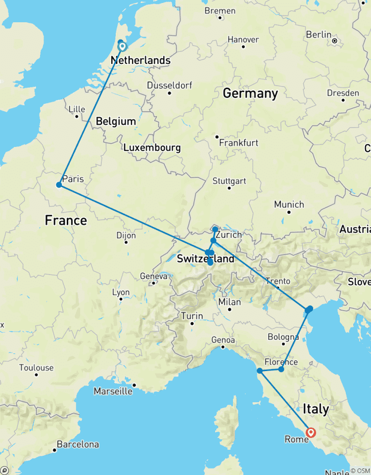Amsterdam, Paris, Swiss and Italy Trip Tour