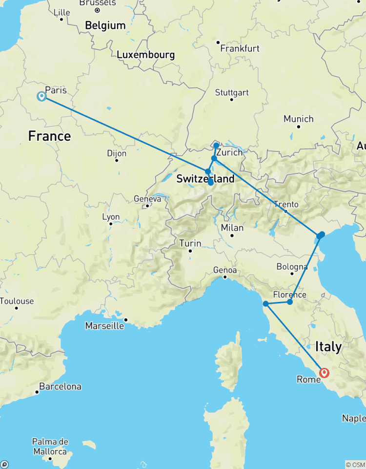 Circuito Viaje a París, Suiza e Italia