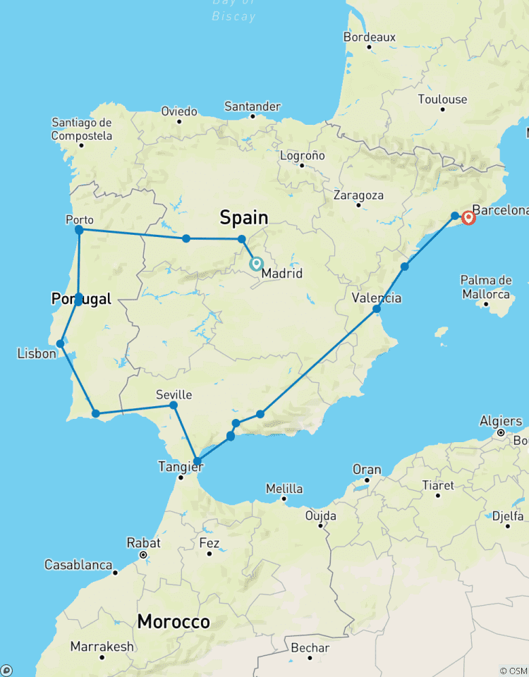 Best of Spain and Portugal (Classic, Summer, End Barcelona) (19 destinations) circuit