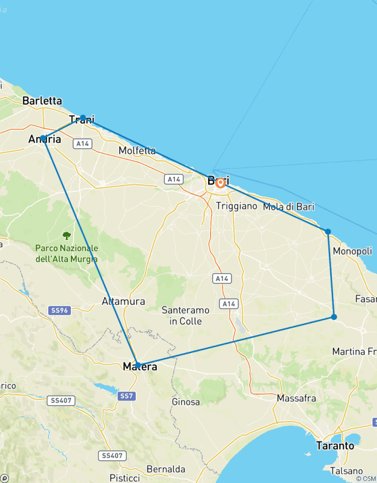 Apulien und Matera Tour 5 Tage ab Bari in kleiner Gruppe Rundreise