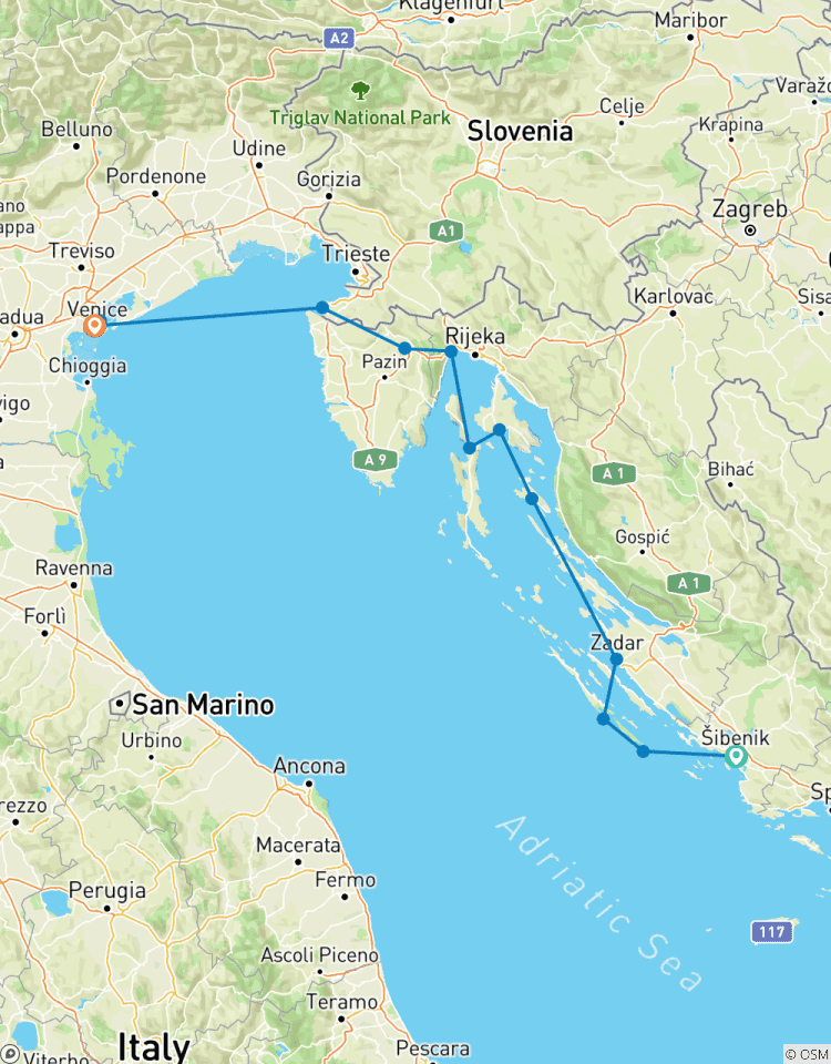 Croisière à Venise et dans les îles croates (de Split à Venise) circuit