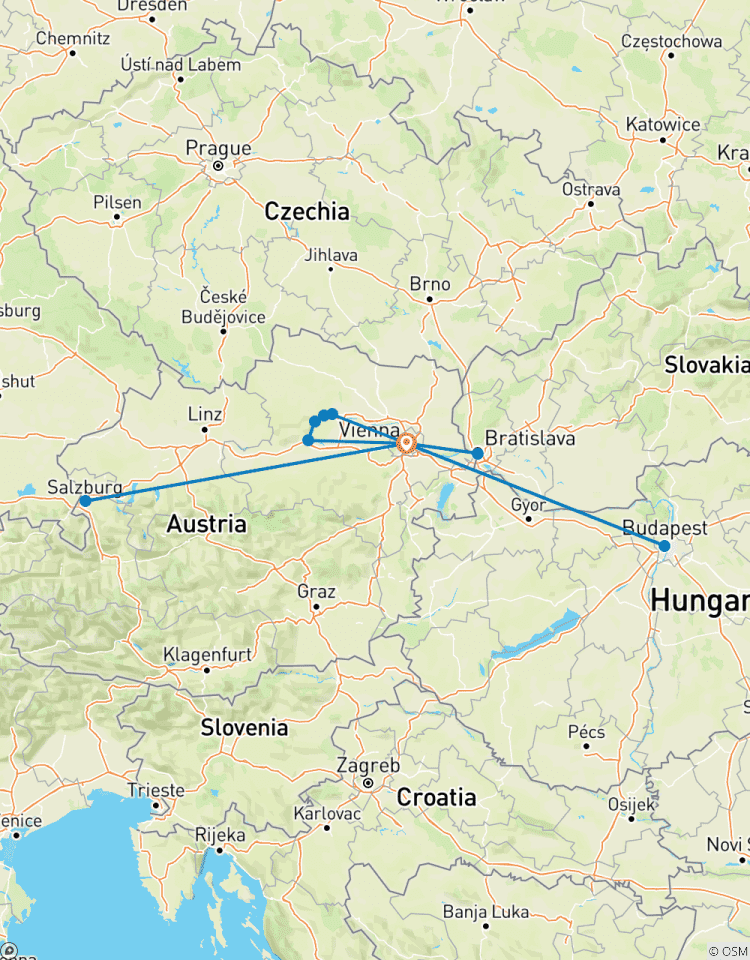 6 Day Vienna, Salzburg, Budapest, Bratislava, and the Danube Valley Tour