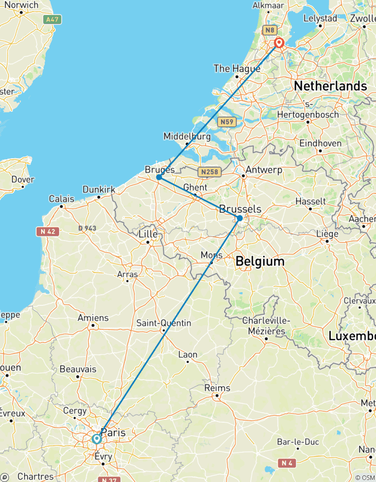 Circuito Lo mejor de Europa Occidental en 8 días - París, Bruselas y Ámsterdam