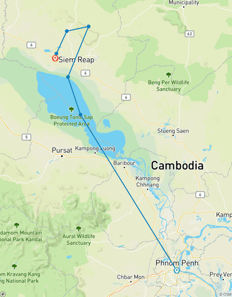 Cambodja Culturele Reis 7 Daagse Privé Tour van Phnom Penh naar Siem Reap-rondreis