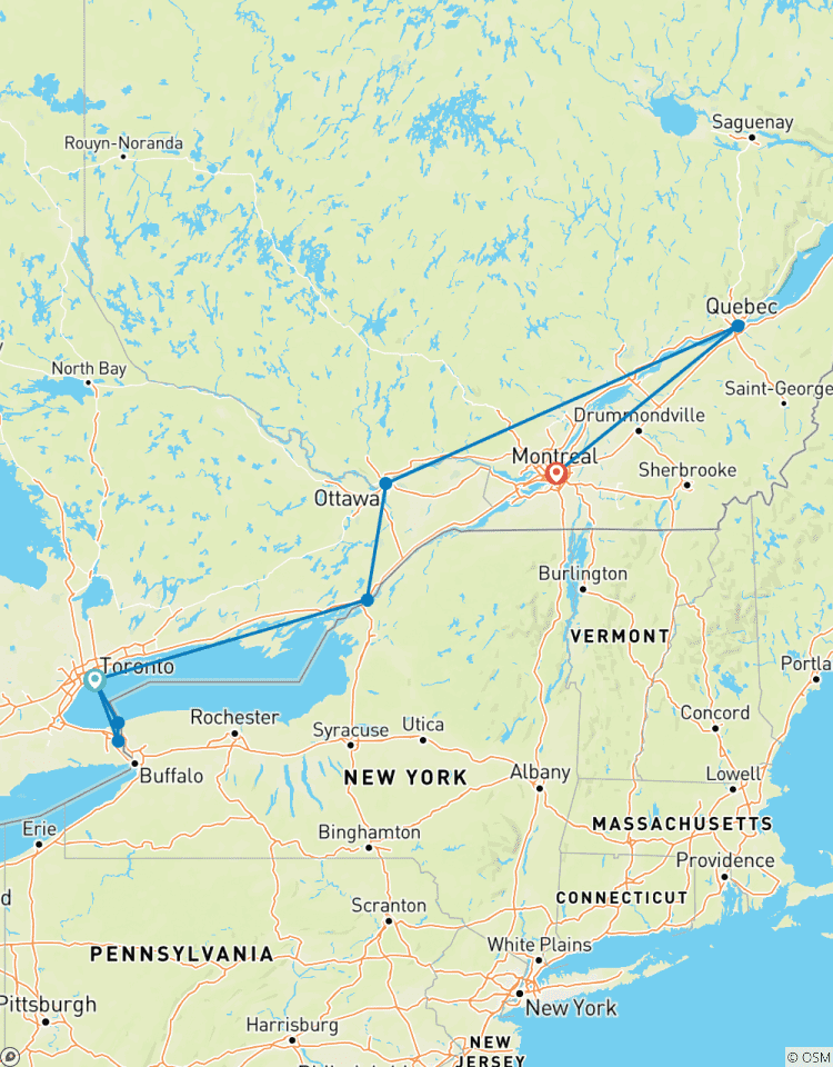 Die besten Städte im Osten Kanadas mit Niagara Falls, Ottawa, Quebec City & Montreal Toronto, ON bis Montreal, QC Rundreise