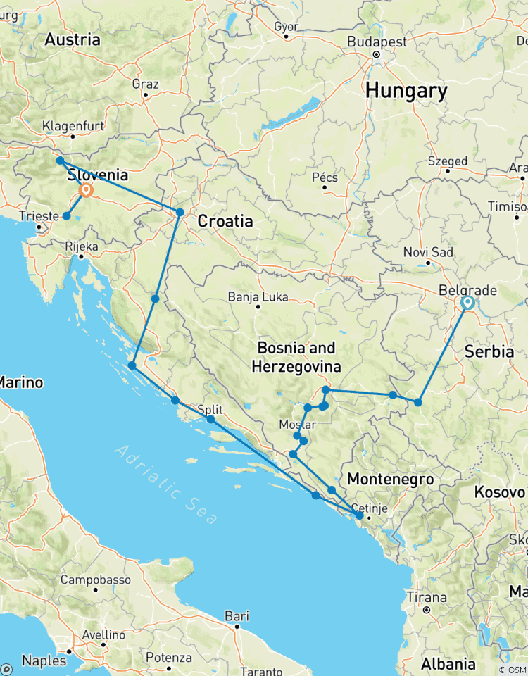 Circuit panoramique et patrimonial de 13 jours à travers les Balkans circuit