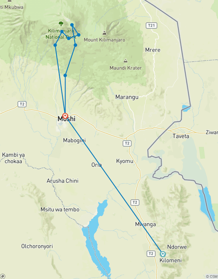 Circuito 8 días de escalada al Kilimanjaro - ruta Umbwe