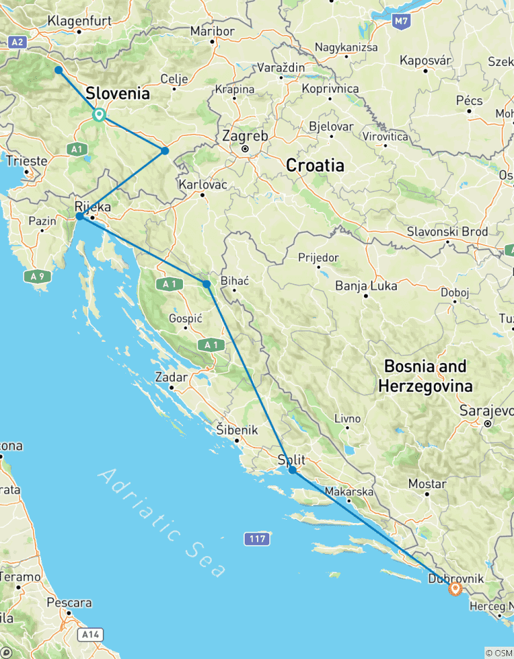 Découvrez la Croatie, la Slovénie et la côte Adriatique (de Ljubljana à Dubrovnik) (2026) circuit