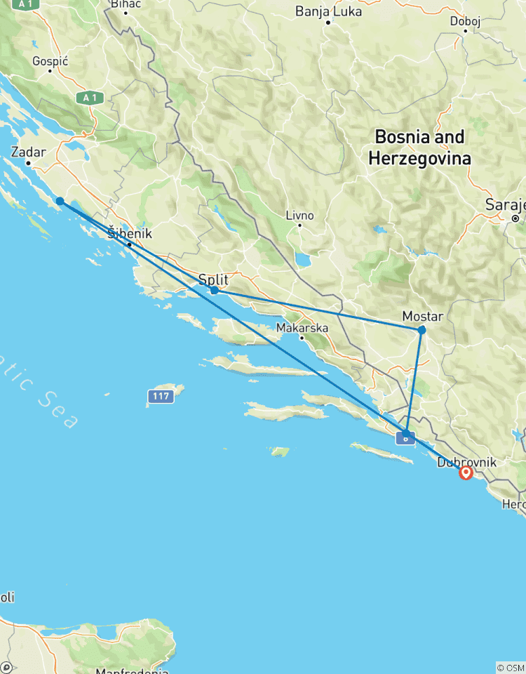 Découvrez la Croatie et la Bosnie, autotour (plusieurs pays) circuit