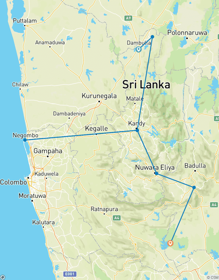 Circuito Excursión de 03 días a Sigiriya, Kandy, Nuwara Eliya, Ella y Udawalawe