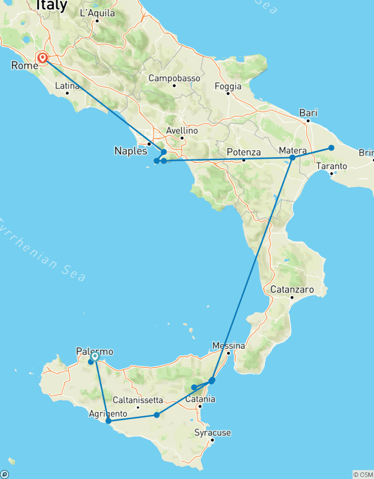 Circuito Sur de Italia y Sicilia con Taormina, Matera y la Costa Amalfitana (de Palermo a Roma) (2026)