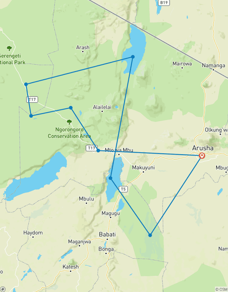 Von Arusha : 14 Tage Serengeti,L.Natron,L.Manyara Safari Nördliche Rundreise komplett Rundreise