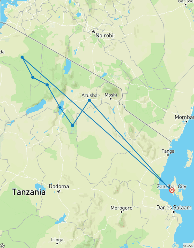 Von Sansibar nach Serengeti, Ngorongoro 8 Tage Safari Wildlife Erlebnis Rundreise