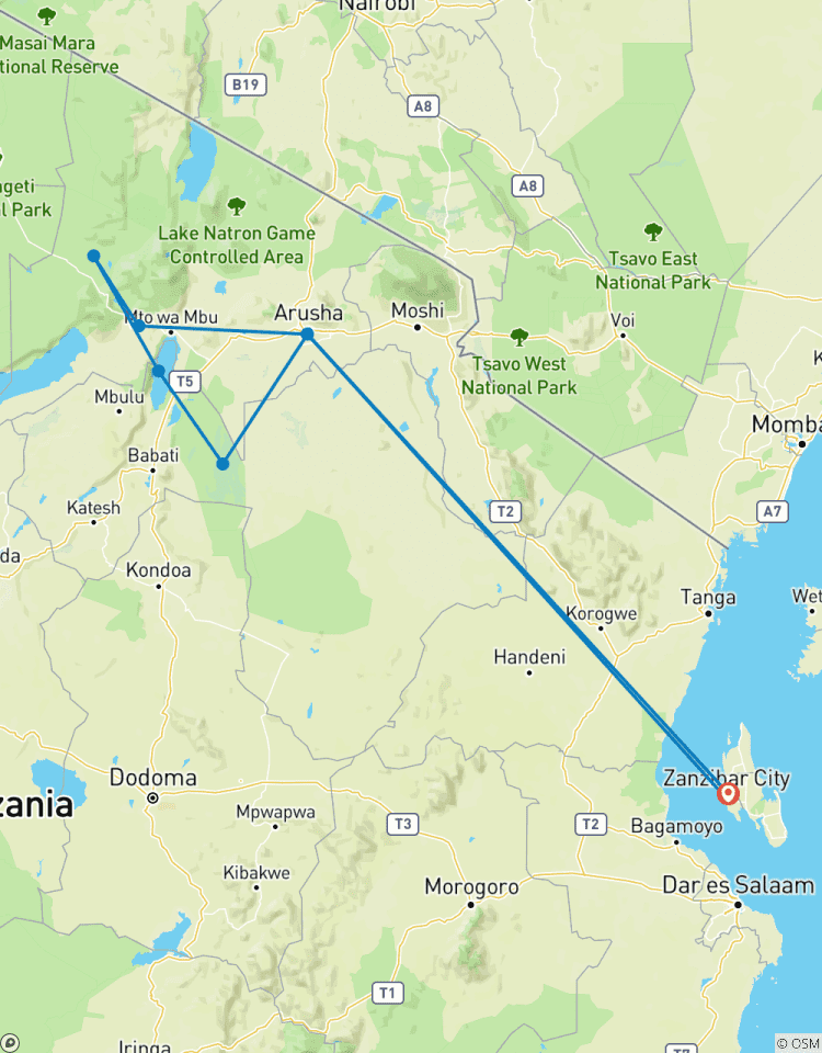 Von Sansibar 8 Tage Expore the Tropical Island und Tarangire, Ngorongoro Safari Reise Rundreise