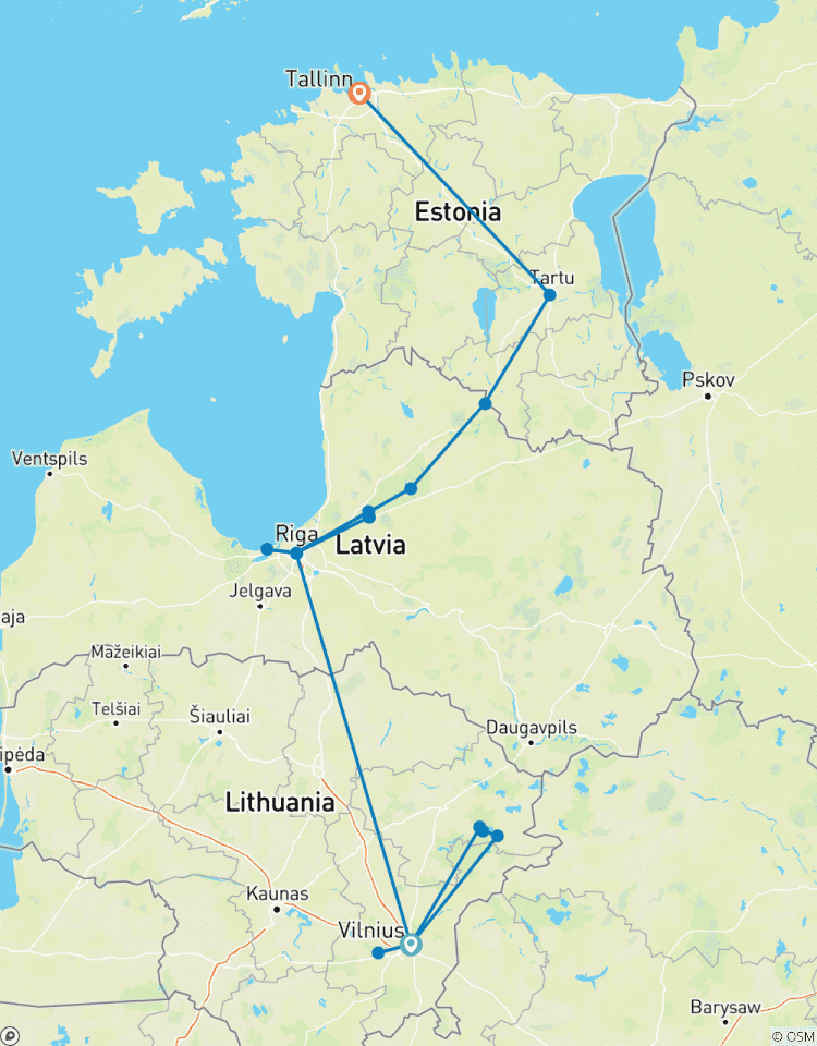 Aventure en train dans la Baltique : 13 jours de charme et de découverte en Lituanie, Lettonie et Estonie circuit