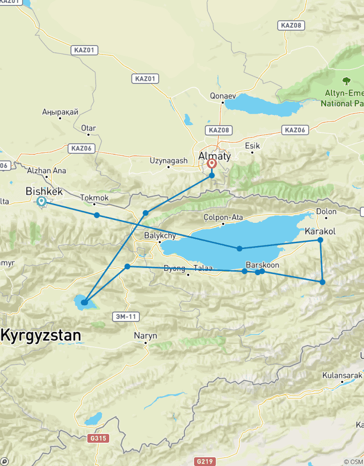 Circuit en groupe de 11 jours au Kazakhstan et au Kirghizstan circuit
