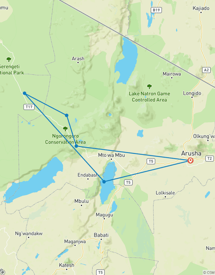 Safari en groupe de 4 jours en Tanzanie : Lac Manyara, Serengeti et cratère du Ngorongoro circuit
