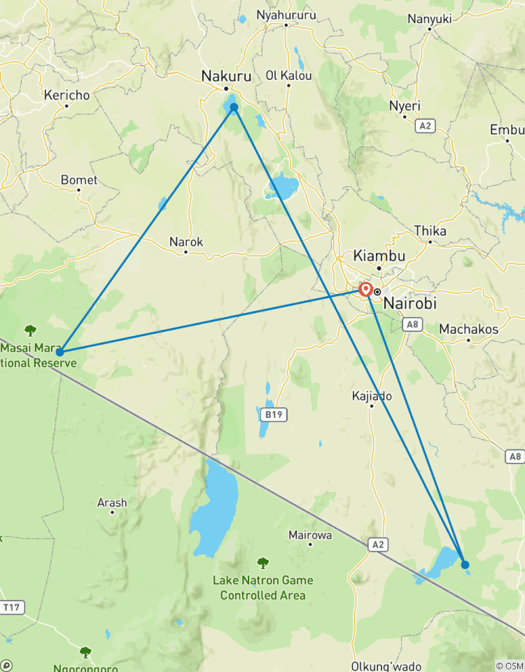 Safari en groupe de 6 jours au Kenya : Masai Mara, lac Nakuru et Amboseli circuit