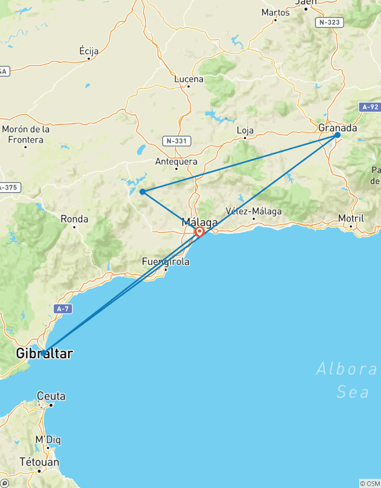 Séjour de 6 jours à Malaga avec visite de Gibraltar, Grenade, l\'Alhambra et le Caminito del Rey circuit