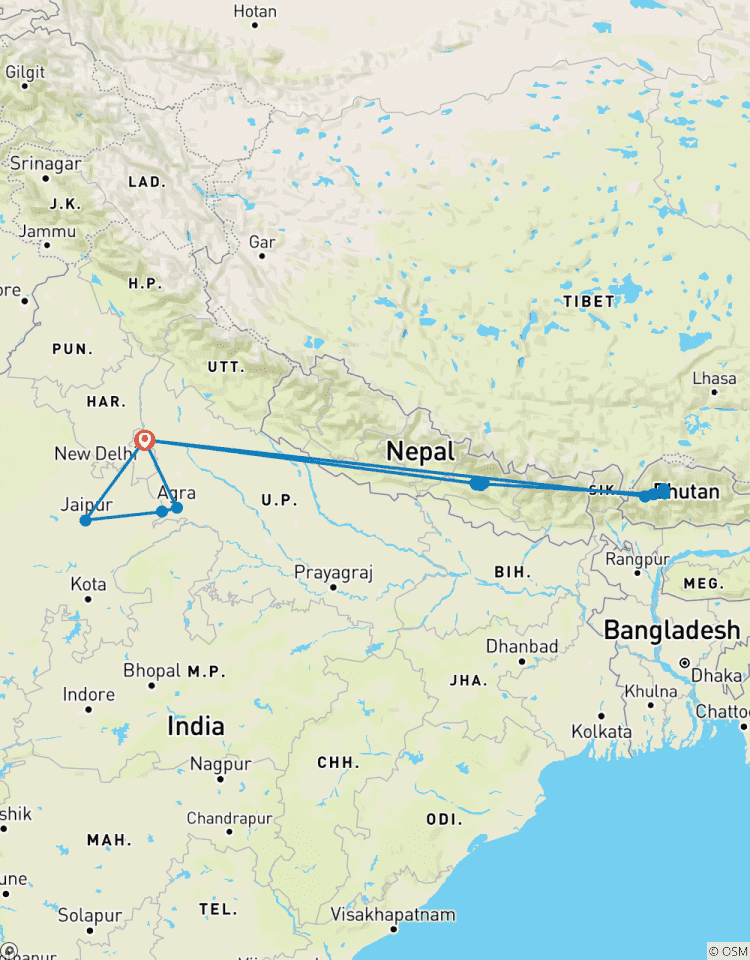 Expérience de l\'Inde, du Népal et du Bhoutan - 3 pays en 16 jours circuit