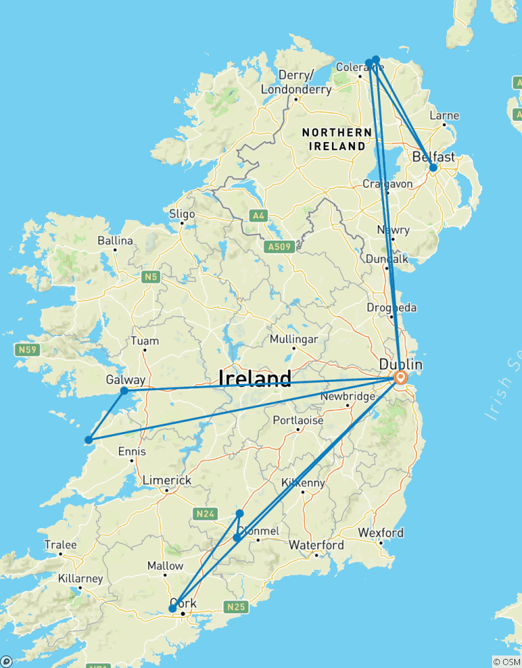 5 Day Dublin including Giants Causeway, Cliffs of Moher, Galway City & Cahir Castles Tour