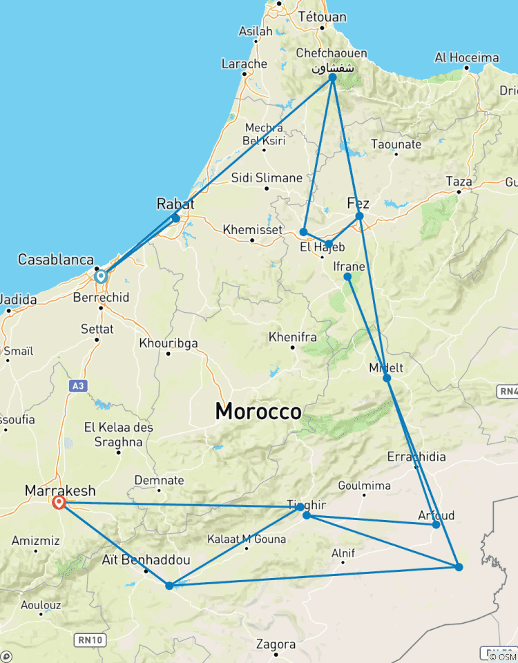 Circuito Excursión de 8 días en Grupo por las Ciudades Imperiales y el Desierto del Sáhara