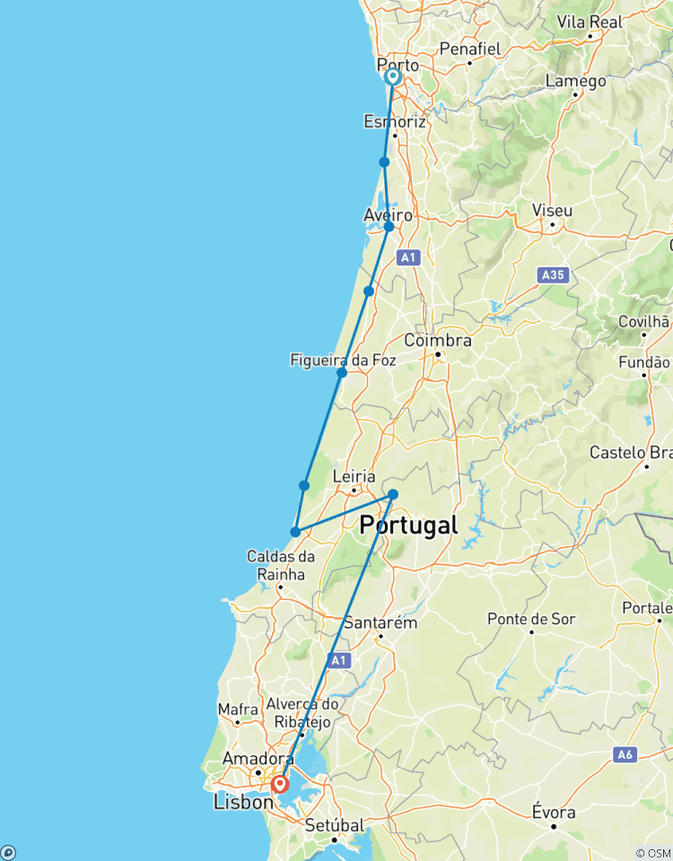 Porto to Lisbon guided bike tour Tour