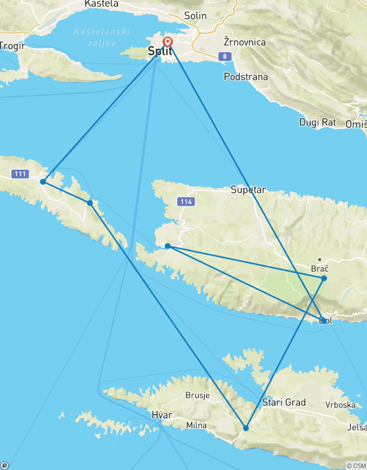 Sailing Croatia Split- Hvar and Bol Tour