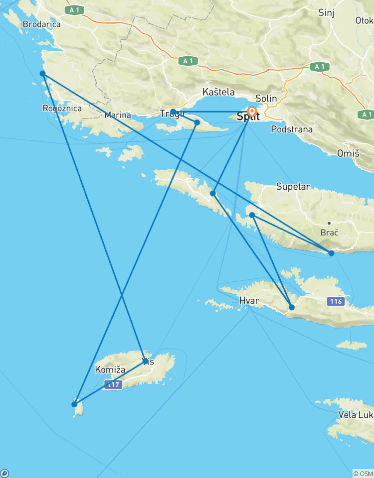 Sailing Croatia 8 day -Split, Blue Lagoon, Vis, Hvar, Bol and Trogir Tour