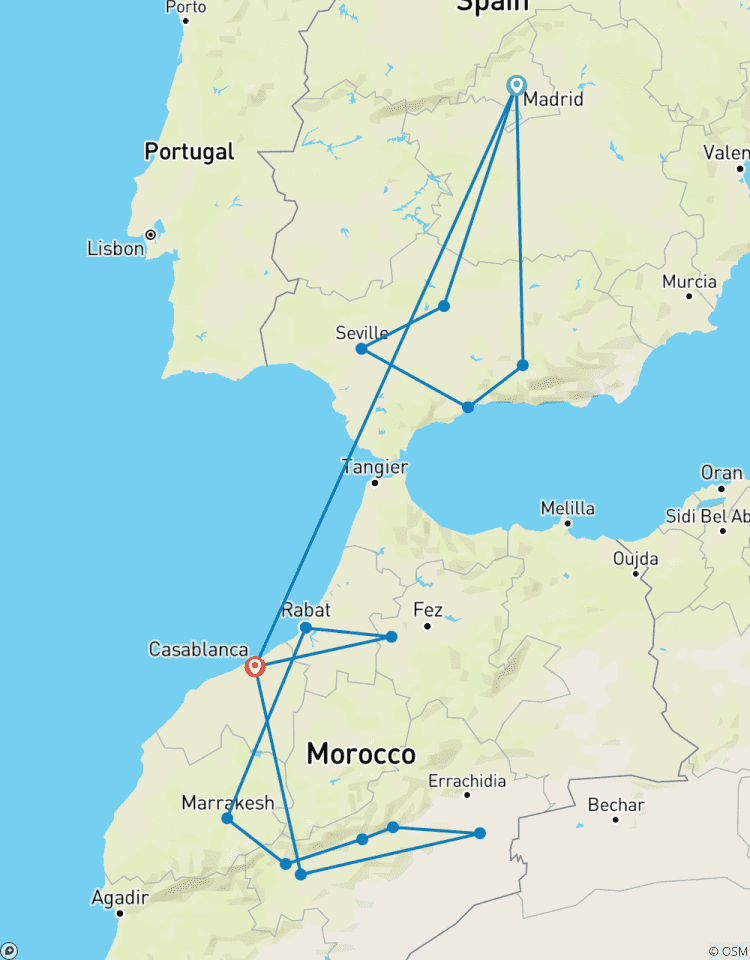 Madrid, Ouarzazate, Boumalne, Erfoud et plus - 18 jours. circuit
