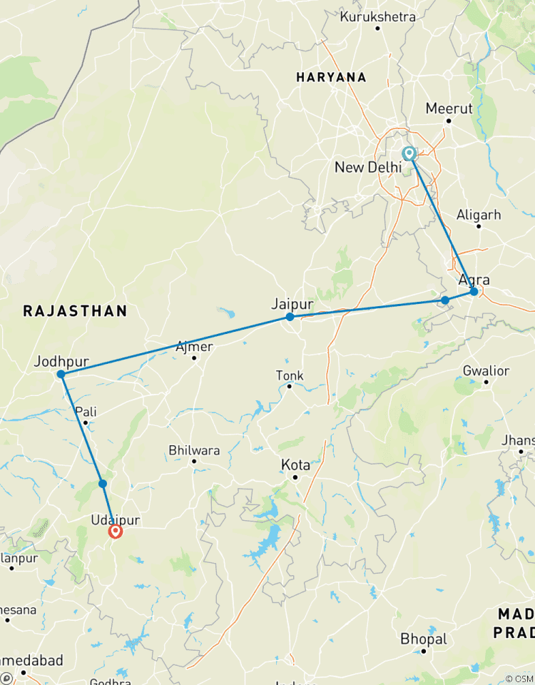 7 Daagse Gouden Driehoek Tour met Jodhpur Udaipur - Delhi Agra Jaipur Jodhpur Udaipur Tour-rondreis