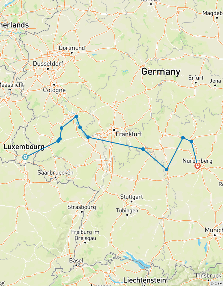 Europas Flüsse & Schlösser von Luxemburg bis Nürnberg Rundreise