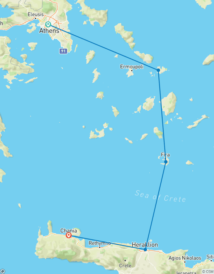 Athen, Mykonos, Santorin, Kreta, Heraklion und Chania Rundreise