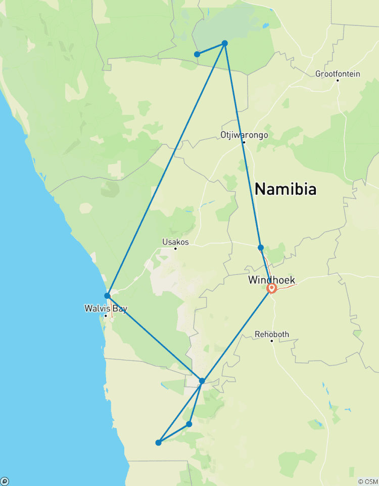 Explorez Etosha, Swakopmund et Sossusvlei en 6 jours | Camping privé guidé circuit