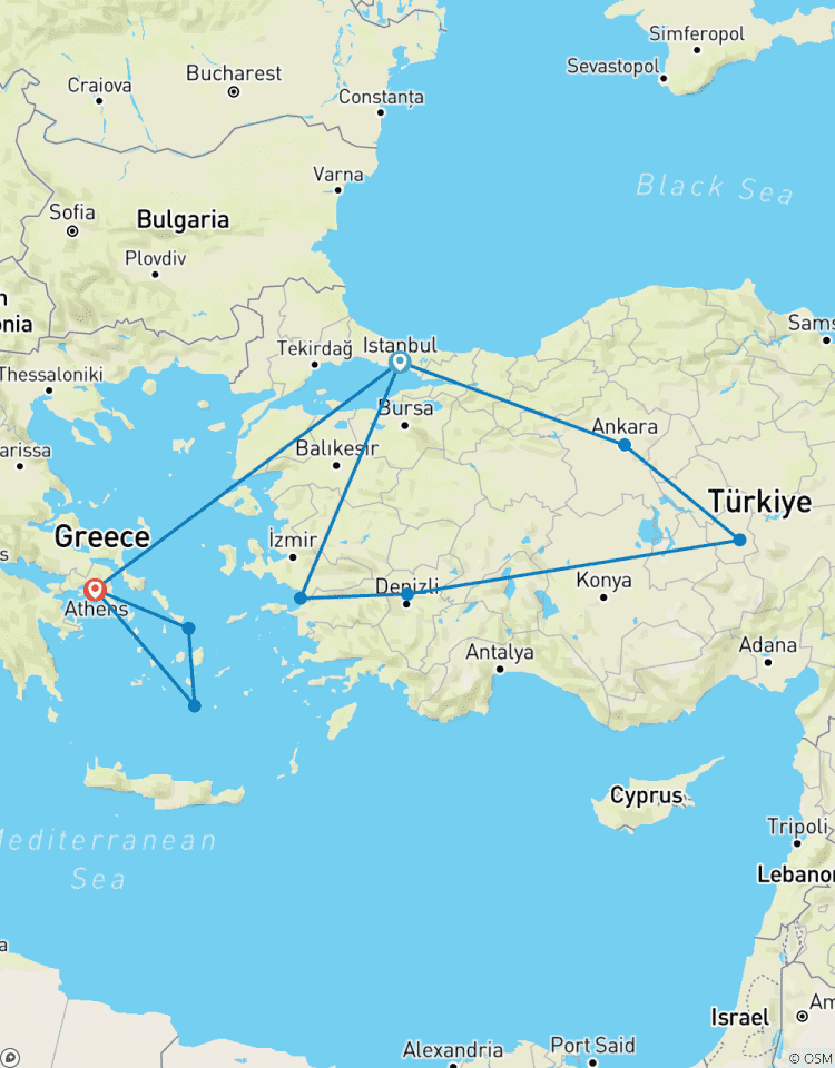 OTTOMAN : Istanbul, Ankara, Cappadoce, Pamukkale, Éphèse, Izmir, Athènes, Mykonos, Santorin et bien plus encore. circuit